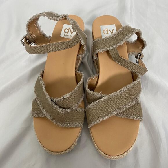 Dv dolce vita Boho Distressed Khaki Gray Platform Lace Up Sandals US 10 - Picture 3 of 5